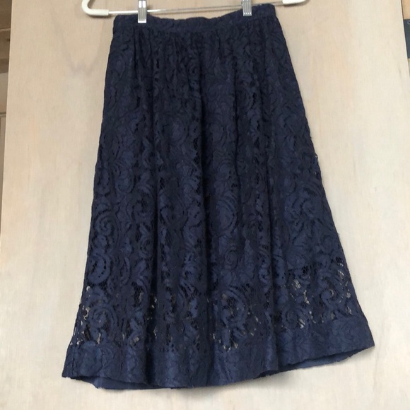 J. Crew Dresses & Skirts - J. Crew Navy/Evening Blue Lace midi Skirt size 2 EUC